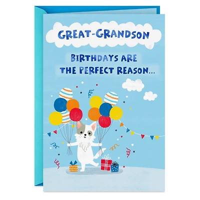 Get Carried Away Puppy and Balloons Birthday Card for Great-Grandson for only USD 2.99 | Hallmark