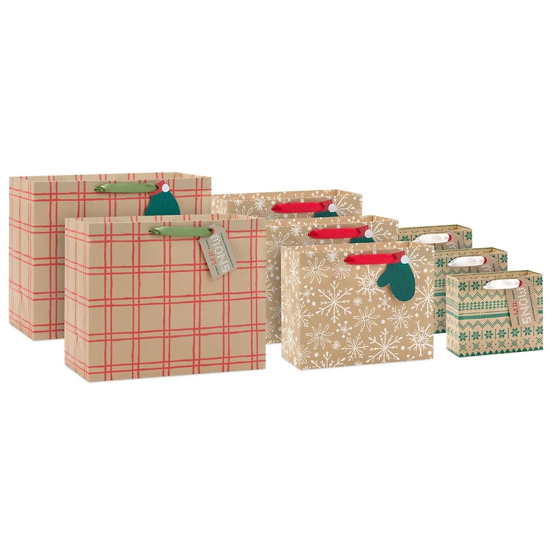 Holiday Kraft 8-Pack Assorted Horizontal Gift Bag Bundle With 8 Tags for only USD 15.99 | Hallmark
