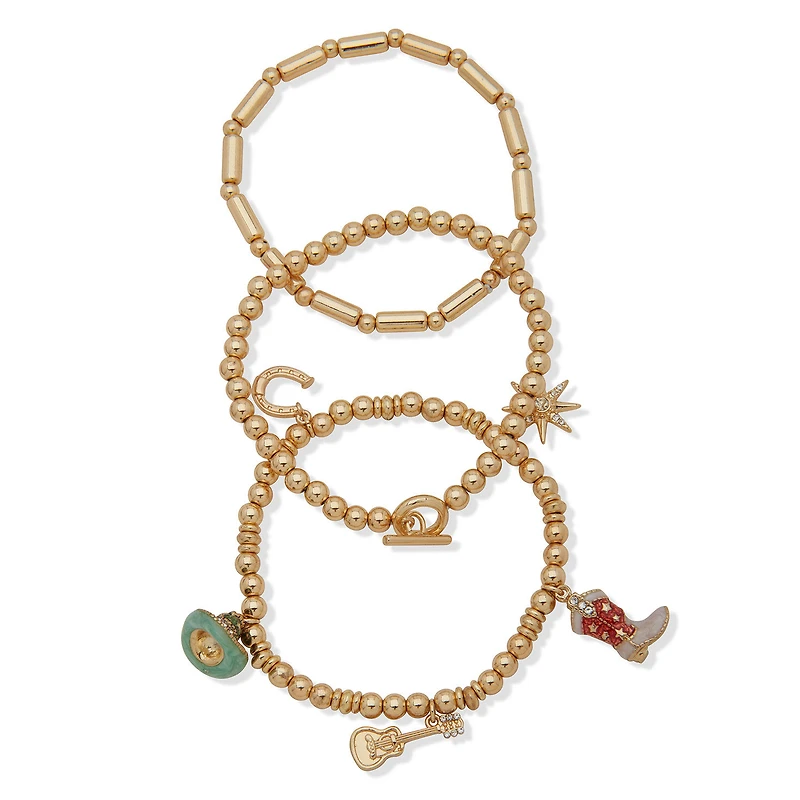 Hallmark x Opry® Gold-Tone Beaded Bracelets With Cowboy Charms, Set of 3 for only USD 28.00 | Hallmark