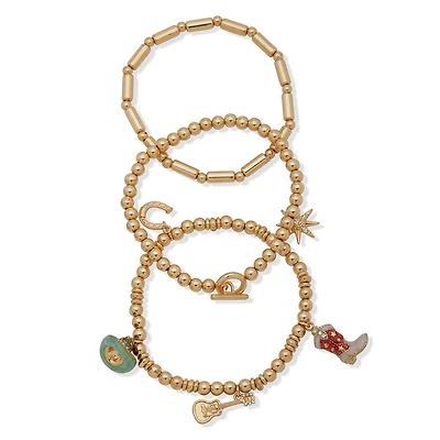 Hallmark x Opry® Gold-Tone Beaded Bracelets With Cowboy Charms, Set of 3 for only USD 28.00 | Hallmark