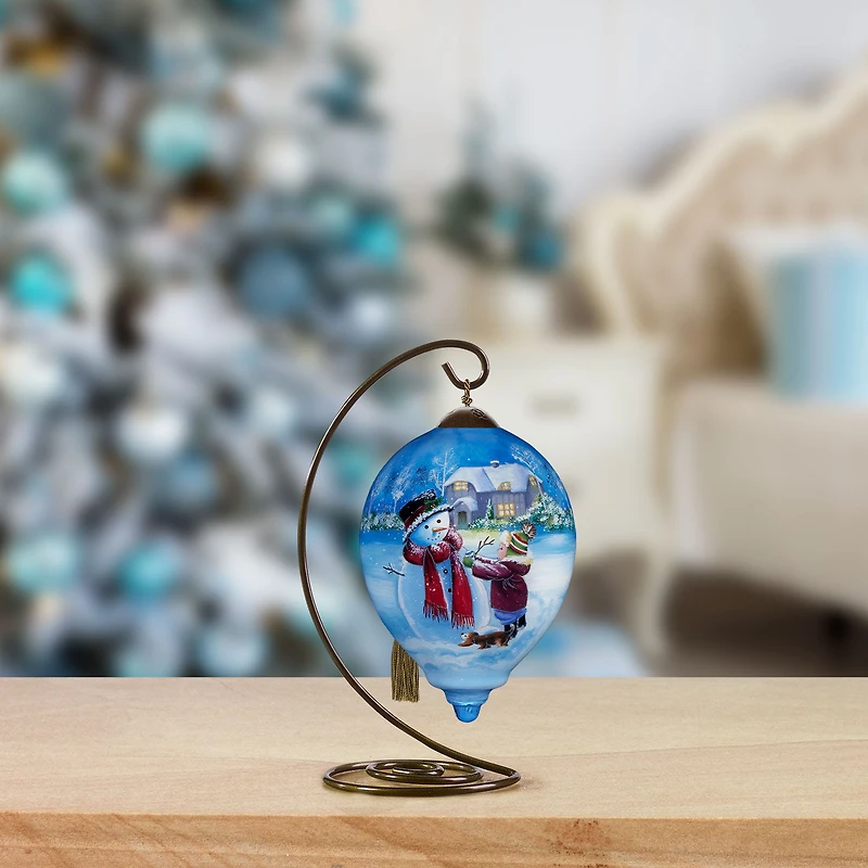 Ne'Qwa Art You Warm My Heart Snowman and Child Glass Christmas Ornament for only USD 35.00 | Hallmark