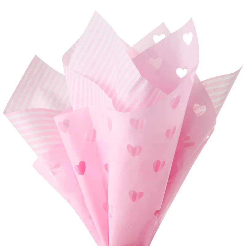 Pink Stripes and Pink With Cutout Hearts 2-Pack Tissue Paper, 4 sheets total for only USD 4.49 | Hallmark