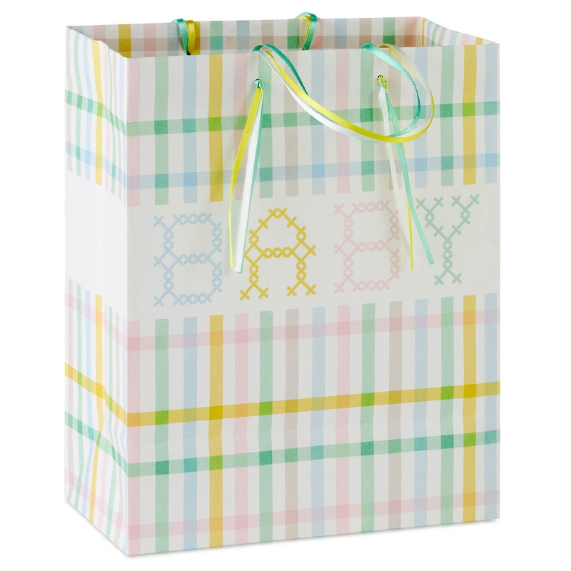 9.6" Pastel Plaid Medium New Baby Gift Bag for only USD 4.49 | Hallmark