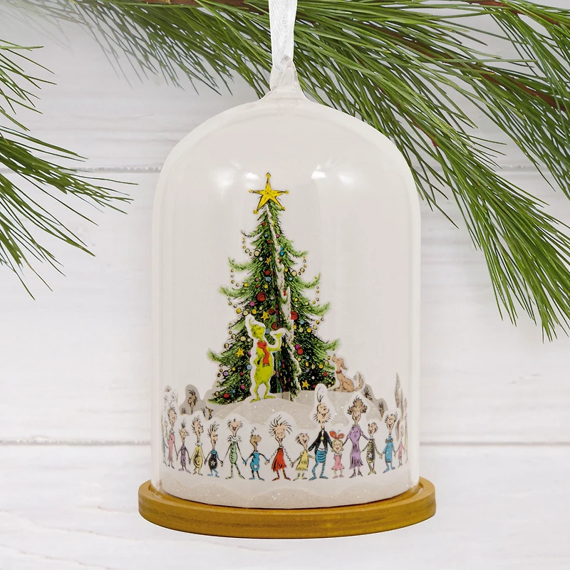Dr. Seuss's How the Grinch Stole Christmas!™ Whoville Christmas Tree Cloche Glass and Paper Hallmark Ornament for only USD 28.99 | Hallmark
