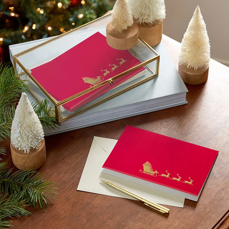 Elegant Sleigh on Red Boxed Christmas Cards, Pack of 16 for only USD 15.49 | Hallmark