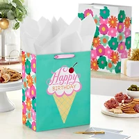 Flowers and Ice Cream 2-Pack Birthday Gift Bag Bundle for only USD 8.99 | Hallmark