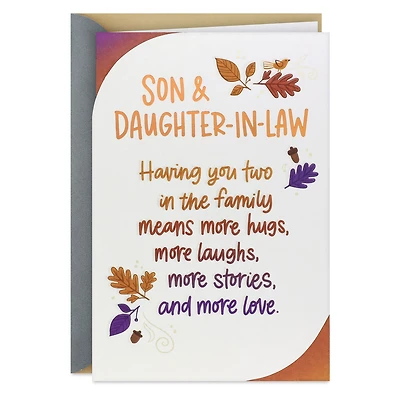 More Hugs, Laughs and Stories Thanksgiving Card for Son and Daughter-in-Law for only USD 4.59 | Hallmark