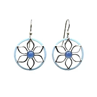 Silver Forest Open Flower With Blue Onyx Silver Metal Earrings for only USD 20.00 | Hallmark