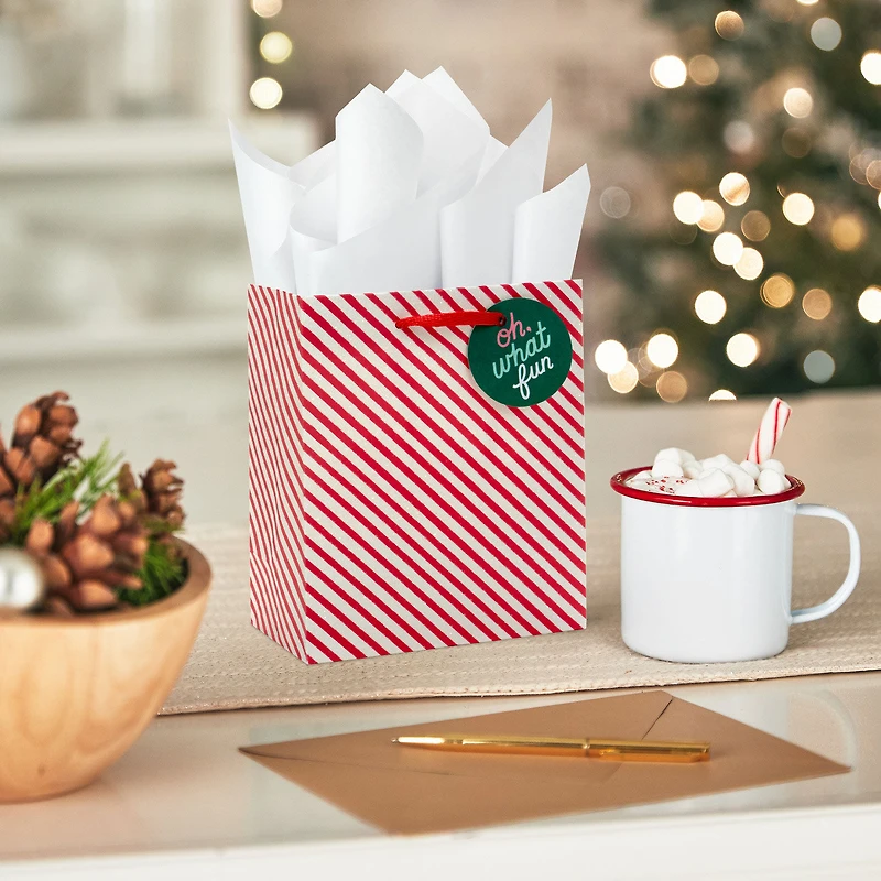 6.5" Glittery Peppermint Stripes Small Christmas Gift Bag for only USD 2.49 | Hallmark