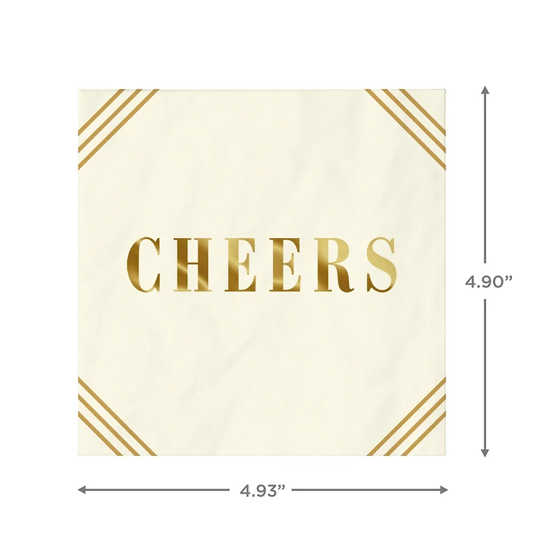 Ivory and Gold "Cheers" Cocktail Napkins, Set of 16 for only USD 4.49 | Hallmark