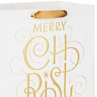 13" Merry Christmas Gold Calligraphy on White Large Gift Bag for only USD 4.99 | Hallmark