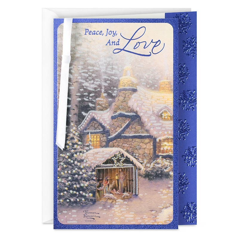 Thomas Kinkade Peace, Joy and Love Religious Christmas Card for only USD 5.99 | Hallmark
