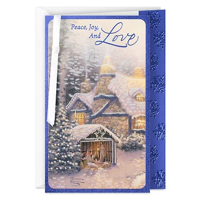 Thomas Kinkade Peace, Joy and Love Religious Christmas Card for only USD 5.99 | Hallmark