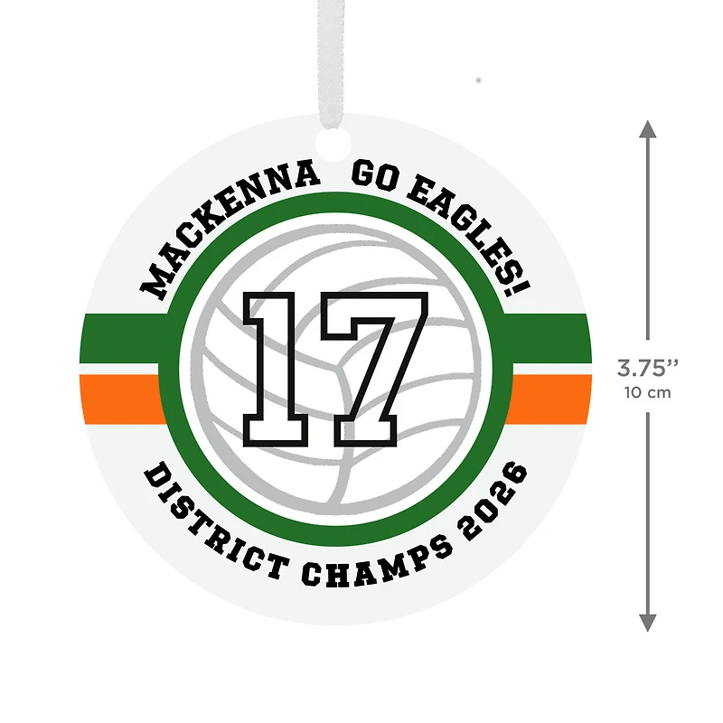 Volleyball Round Metal Personalized Ornament