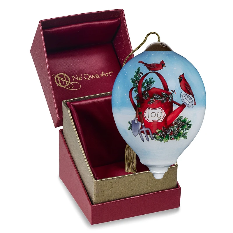 Ne'Qwa Art Cardinals on Watering Can Glass Christmas Ornament for only USD 35.00 | Hallmark