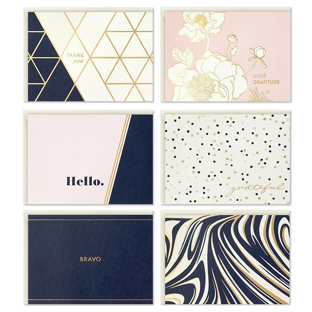 Modern Blush and Navy Boxed Blank Notes Assortment, Pack of 24 for only USD 15.99 | Hallmark