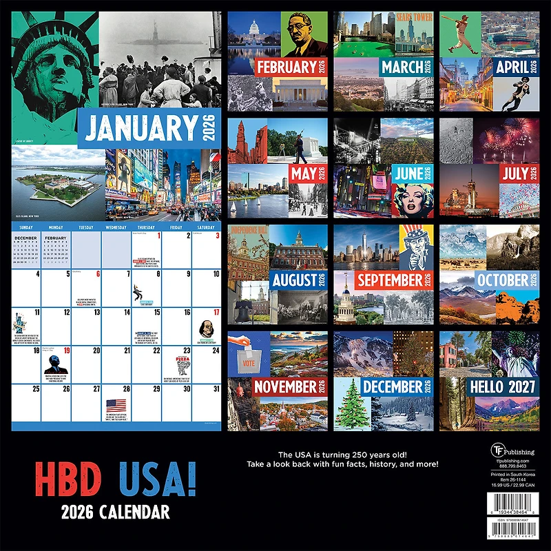 Time Factory Celebrating 250 Years HBD USA 2026 Wall Calendar for only USD 16.99 | Hallmark