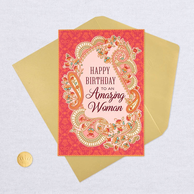 For An Amazing Woman Floral Paisley Birthday Card for only USD 4.99 | Hallmark