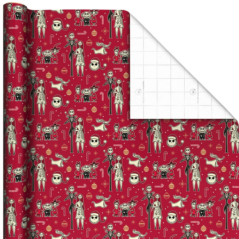 Disney Tim Burton's The Nightmare Before Christmas Characters on Red Wrapping Paper Roll, 25 sq. ft. for only USD 4.99 | Hallmark