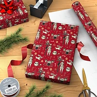 Disney Tim Burton's The Nightmare Before Christmas Characters on Red Wrapping Paper Roll, 25 sq. ft. for only USD 4.99 | Hallmark