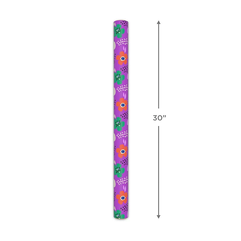 Lavender-Scented Bold Flowers on Purple Wrapping Paper Roll, 15 sq. ft. for only USD 5.99 | Hallmark