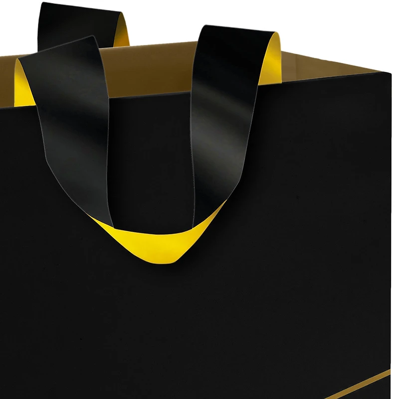 5.5" Gold Lines on Black Small Square Gift Bag for only USD 5.49 | Hallmark