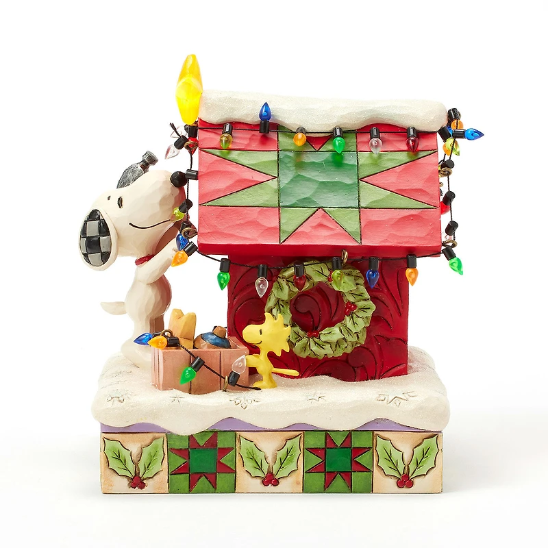 Jim Shore Peanuts Snoopy Decorating Doghouse Light-Up Figurine, 6.3" for only USD 71.99 | Hallmark