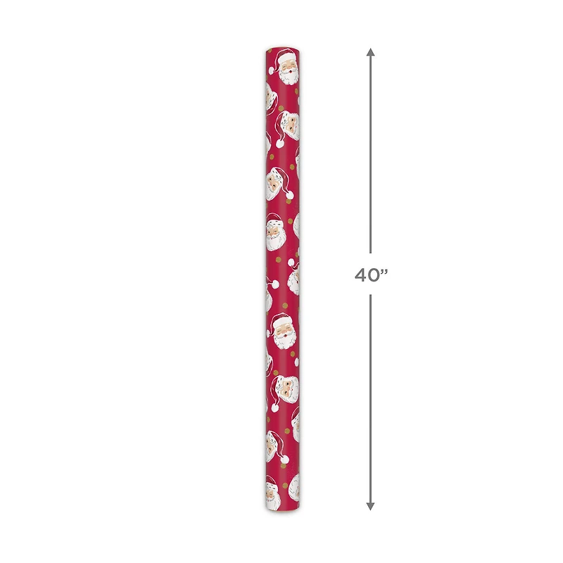 Classic Santa Faces on Red Jumbo Christmas Wrapping Paper Roll, 90 sq. ft. for only USD 9.99 | Hallmark