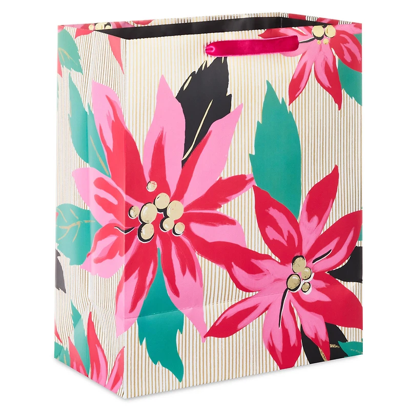 13" Lacey Chabert Collection Pink Poinsettias Large Christmas Gift Bag for only USD 5.49 | Hallmark