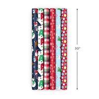 Santa and Friends 6-Pack Assorted Christmas Wrapping Paper Roll Bundle, 180 sq. ft. total for only USD 29.99 | Hallmark