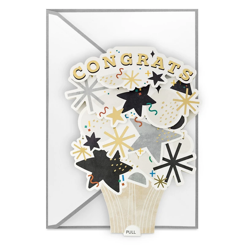 Confetti and Stars Bouquet Paper Craft Pop-Up Graduation Card With Motion for only USD 5.99 | Hallmark