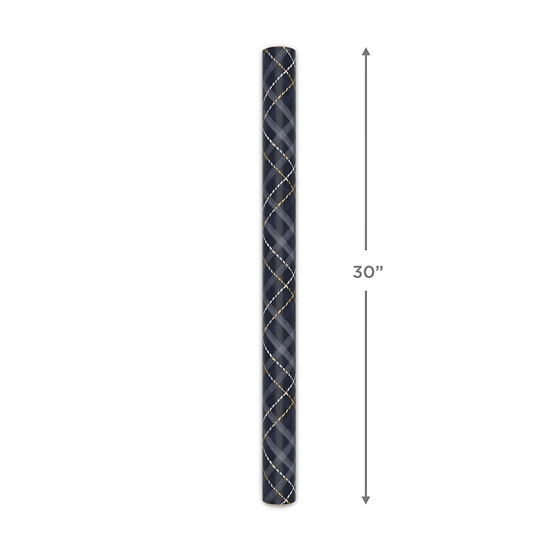 Woven Plaid on Navy Wrapping Paper Roll, 35 sq. ft. for only USD 4.99 | Hallmark