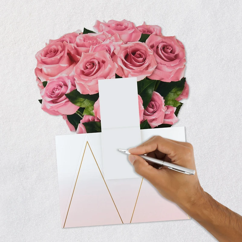 Jumbo Pink Rose Bouquet in Vase 3D Pop-Up Valentine's Day Card for only USD 12.99 | Hallmark