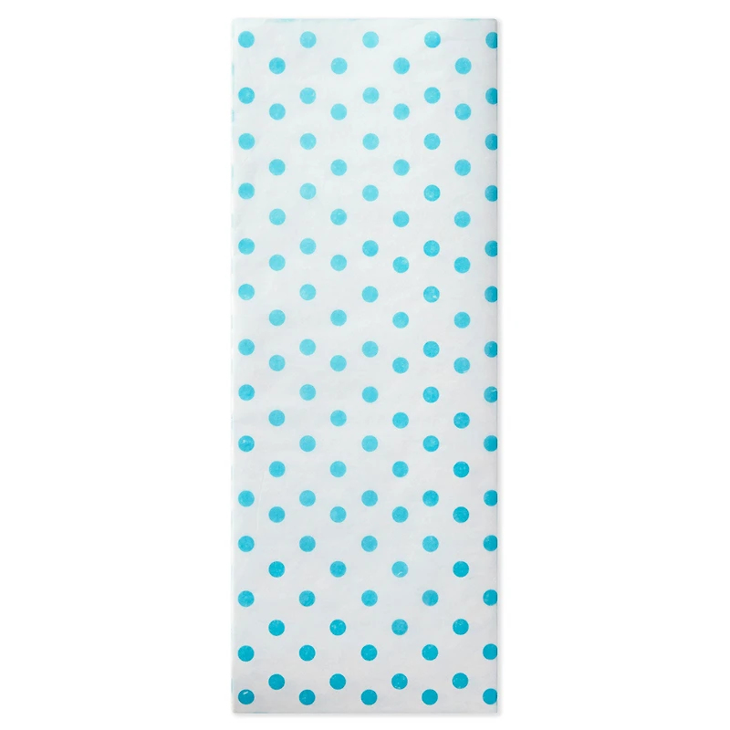 Aqua Blue Polka Dots on White Tissue Paper, 6 sheets for only USD 1.99 | Hallmark