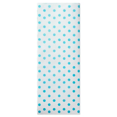 Aqua Blue Polka Dots on White Tissue Paper, 6 sheets for only USD 1.99 | Hallmark