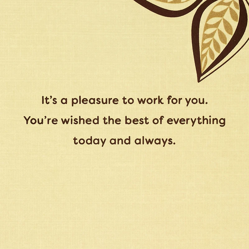 It's a Pleasure to Work for You Boss's Day Card for only USD 4.99 | Hallmark