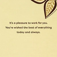 It's a Pleasure to Work for You Boss's Day Card for only USD 4.99 | Hallmark