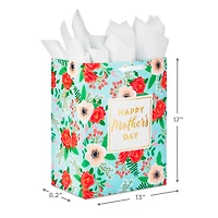 17" Teal Floral XL Mother's Day Gift Bag With Tissue for only USD 7.99 | Hallmark