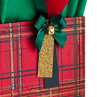 12.5" Red Plaid With Bell Extra-Large Christmas Gift Bag With Tissue Paper for only USD 11.99 | Hallmark