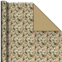 Kraft Greenery/Brown Flecks Holiday Reversible Wrapping Paper Roll, 22.5 sq. ft. for only USD 4.99 | Hallmark