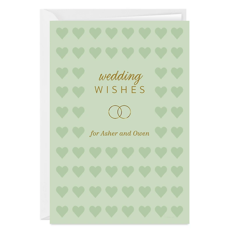 Hearts and Gold Rings Custom Wedding Card for only USD 4.99 | Hallmark