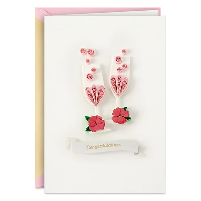 Pink Champagne Flutes Quilled Paper Handmade Wedding Card for Couple for only USD 9.59 | Hallmark