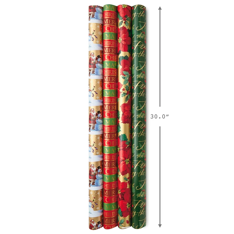 Traditional Christmas 4-Pack Reversible Wrapping Paper Rolls, 150 sq. ft. for only USD 19.99 | Hallmark