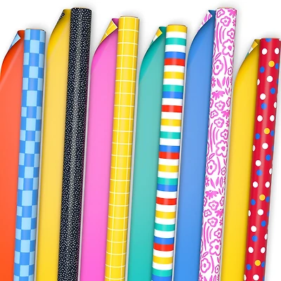 Bold Shapes 6-Pack Assorted Reversible Wrapping Paper Roll Bundle, 150 sq. ft. total for only USD 29.99 | Hallmark