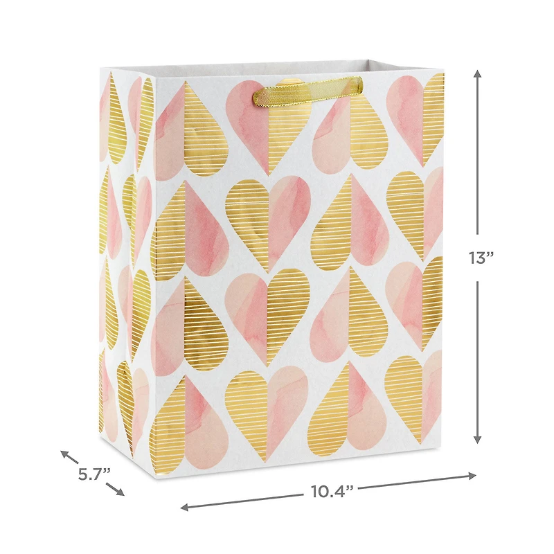 13" Romantic Gold and Pink Hearts Large Gift Bag for only USD 4.99 | Hallmark