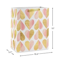 13" Romantic Gold and Pink Hearts Large Gift Bag for only USD 4.99 | Hallmark