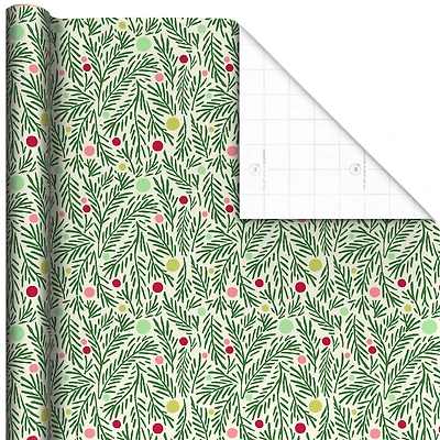 Pine Branches and Polka Dots on Cream Holiday Wrapping Paper Roll, 35 sq. ft. for only USD 4.99 | Hallmark