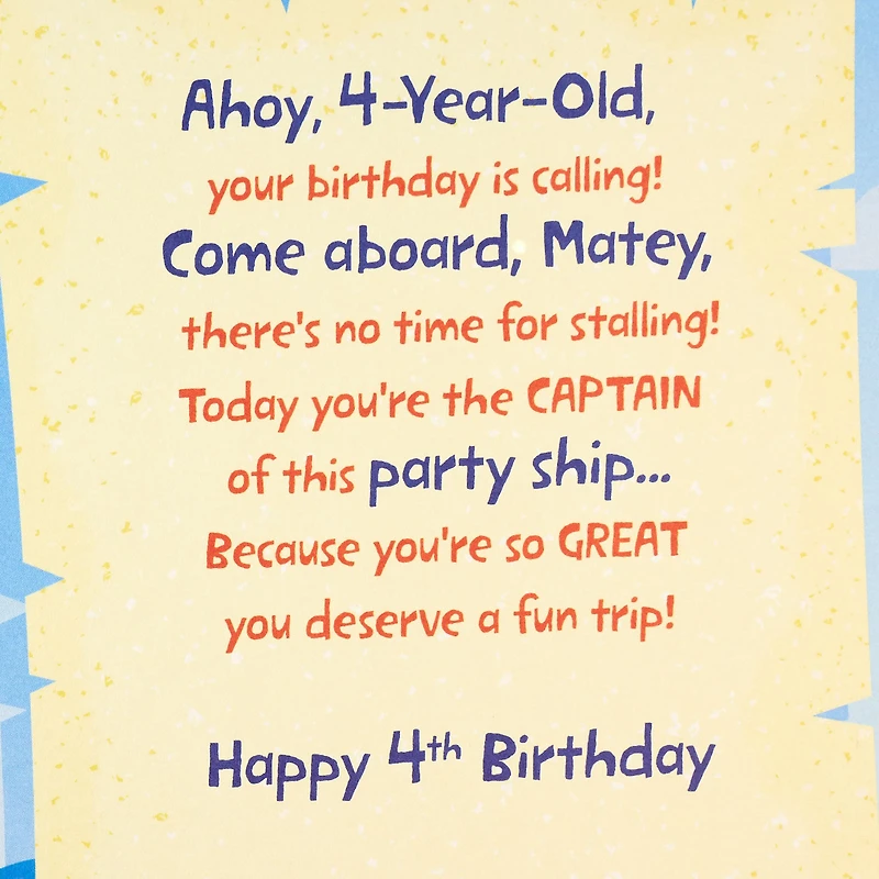 Pirate Ship Party 4th Birthday Card for Kids for only USD 3.99 | Hallmark