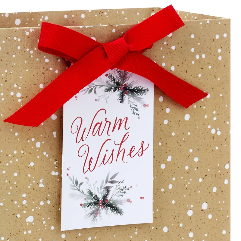 9.6" Snow-Speckled Kraft Paper Medium Holiday Gift Bag for only USD 3.99 | Hallmark