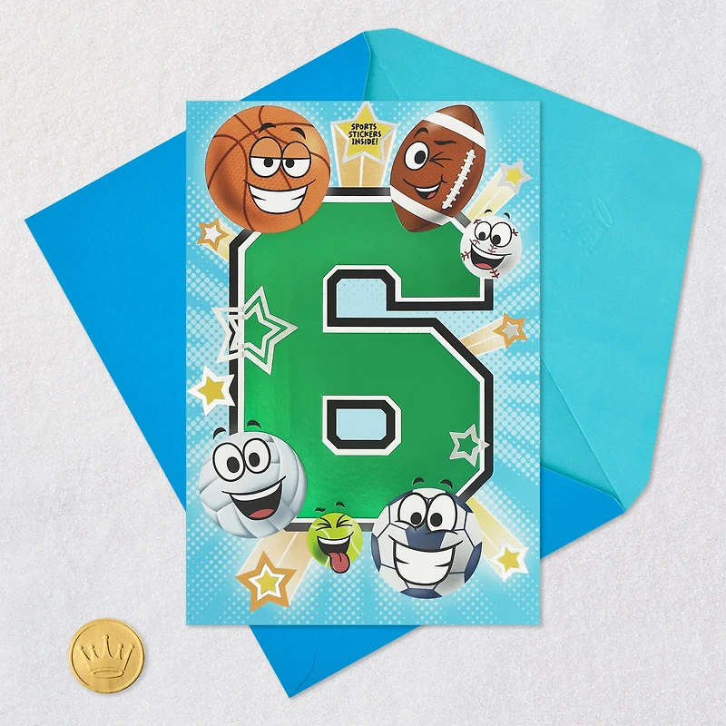 You're An Amazing Kid 6th Birthday Card With Sports Stickers for only USD 4.99 | Hallmark